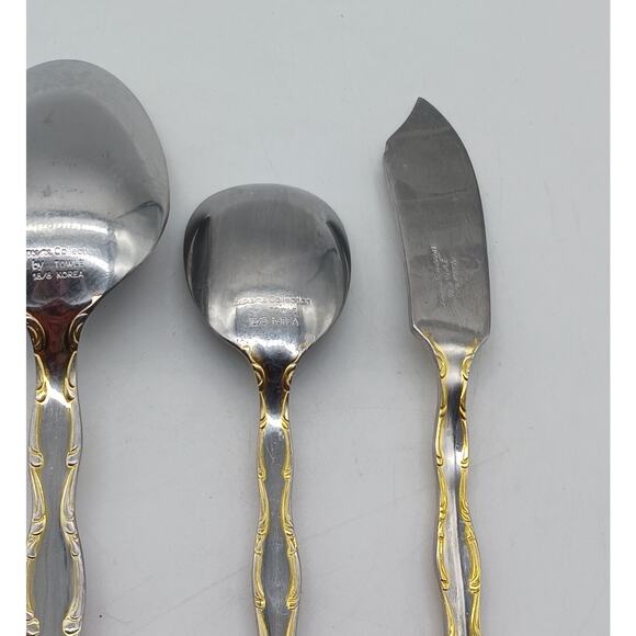 Lot Cold Meat Fork Butter Knife Serving Spoon Rose Cascade Towle Supreme 18/8 - Picture 8 of 9